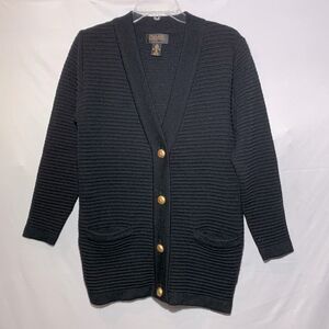 PREMIERE Collections merino wool cardigan gold colored buttons pockets women SXP